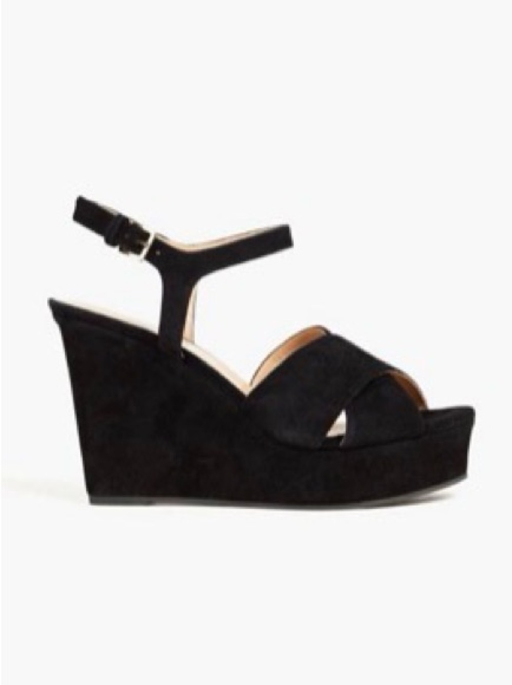 Sergio Rossi Black Suede Platform Wedge Sandals